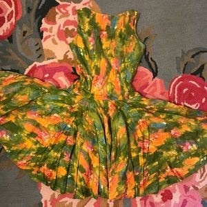 Cotton Abstract 1980’s Drop Waist Dress